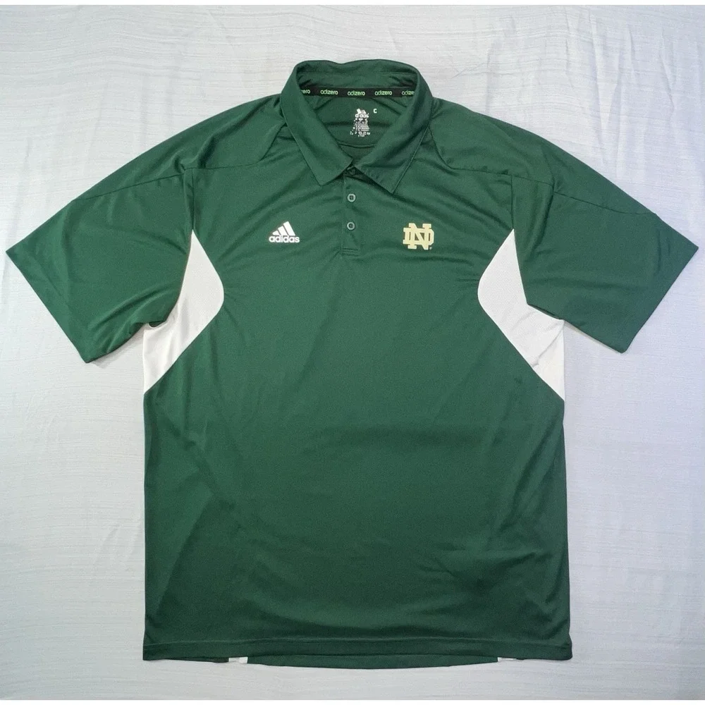 Notre Dame Polo Shirt Mens XL Green Adidas Climalite Adizero Fighting Irish Golf